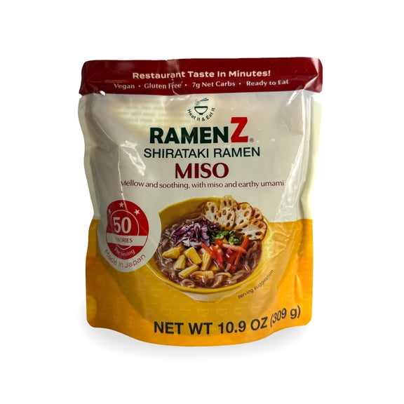 RAMEN Z Miso 1 Pack Shiratake noodles, Keto, Gluten Free, Dairy free, No Trans Fat, Konjac Noodles