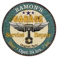 thumbnail image 1 of RAMON'S Garage 14" Round Metal Sign Man Cave Home Wall Decor 100140027218, 1 of 1