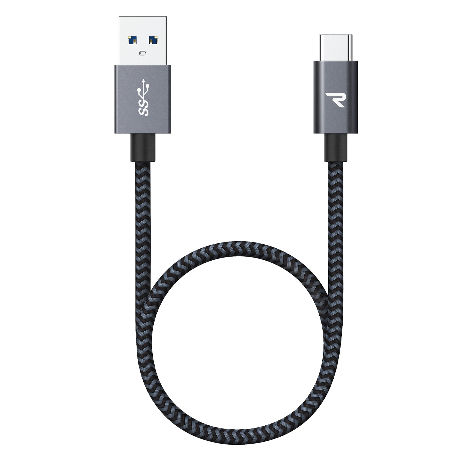 RAMPOW 0.67ft Braided USBC to USBA Cable, Fast Charging Cable For Samsung Galaxy, Google Pixel