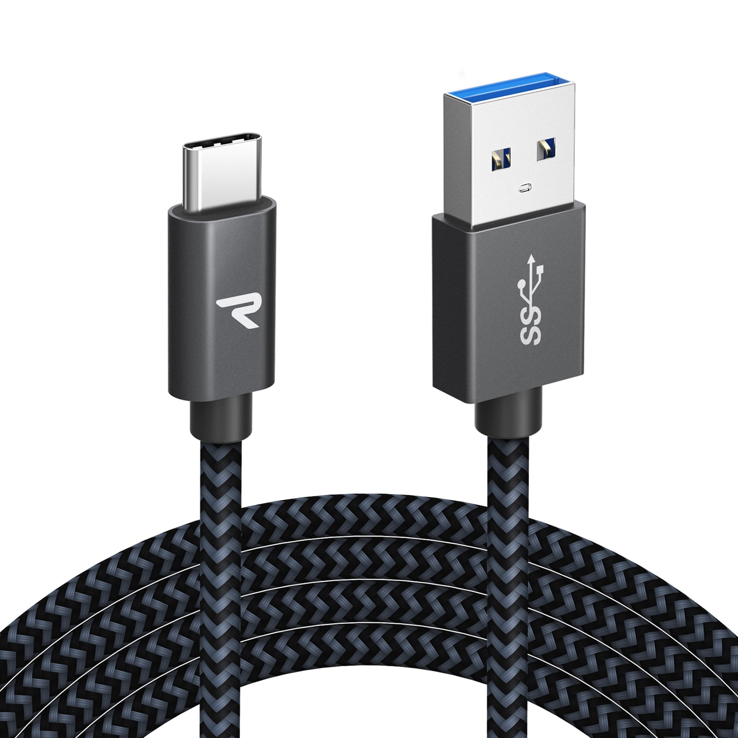 RAMPOW 6.6ft Braided USBC to USBA Cable, Fast Charging Cable For iphone 15 pro max Samsung