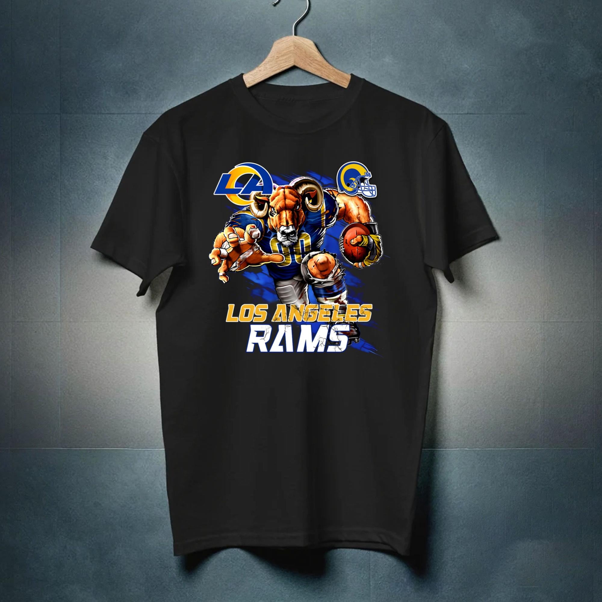 RAMS T-SHIRT, L.A. FOOTBALL SHIRT, LOS ANGELES Tee,Black Color 