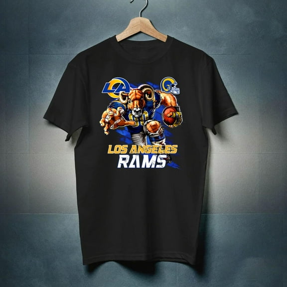 RAMS T-SHIRT, L.A. FOOTBALL SHIRT, LOS ANGELES Tee,Black Color,Size XL