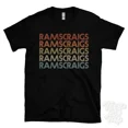 thumbnail image 1 of RAMSCRAIGS REPEATED RETRO STYLE T-SHIRT mens & womens uk place name gift, 1 of 2