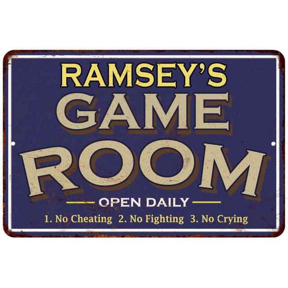 RAMSEY'S Blue Game Room Sign Metal Wall Decor 8x12 108120002371