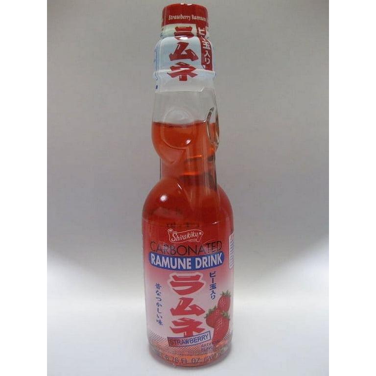 Shirakiku Ramune Soda, Strawberry Flavor, 200ml Bottle