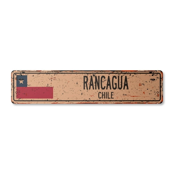 RANCAGUA CHILE Vintage Aluminum Street Sign Chilean flag city country road rustic metal tin wall gift | Indoor/Outdoor | 30" Wide