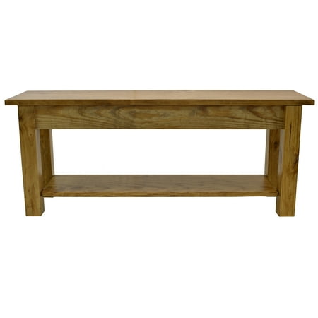 RANCH COLLECTION FARMHOUSE BENCH WITH SHELF: GOLDEN OAK-36