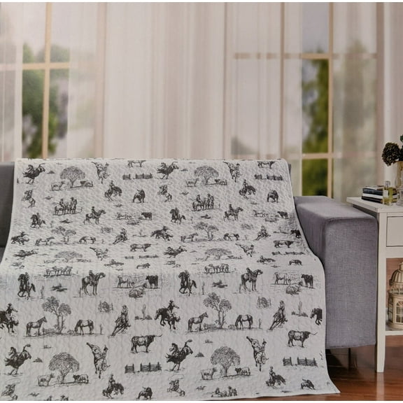 RANCH LIVING Western Cowboy Quilted Throw Blanket, 50" x 60", by DeLeon