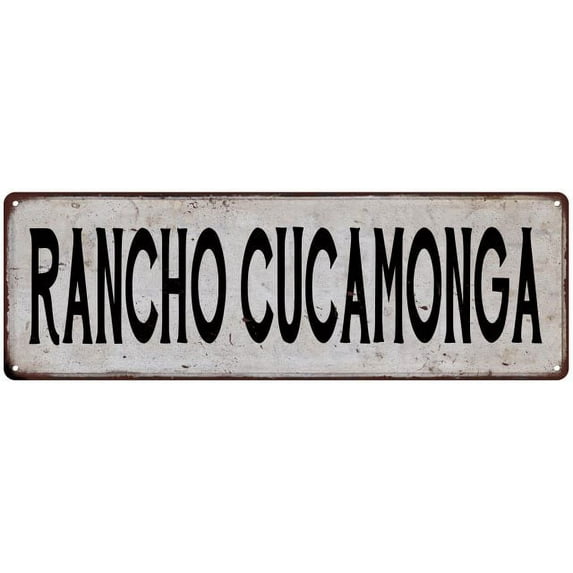 RANCHO CUCAMONGA Vintage Look Rustic Metal 6x18 Sign City State 206180041393