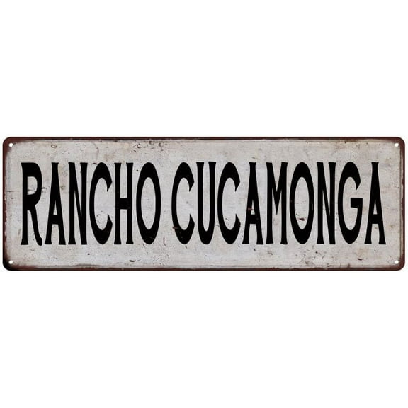 RANCHO CUCAMONGA Vintage Look Rustic Metal City State Sign 6 x 18 Matte Finish Metal 106180041393