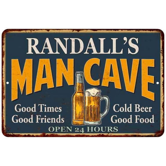 RANDALL'S Man Cave Metal Sign Green Gift 8x12 208120012142