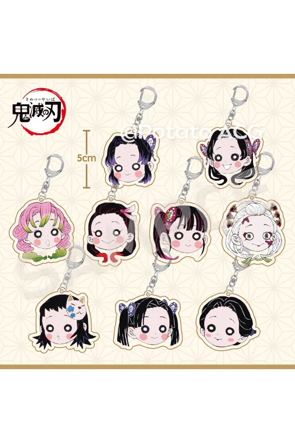 RANDOM Keychain Anime Demon Slayer Small Pendant Cute Keyring Pendant Baubles Gift