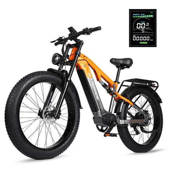 RANDRIDE 48V 23AH Fat Ebike 26" Fat Tire Electric Bikes for Adults, Electric Bicycles for Men E Mountain Bike with Shimano 7 Speed, Shimano Hydraulic Brakes, UL2849