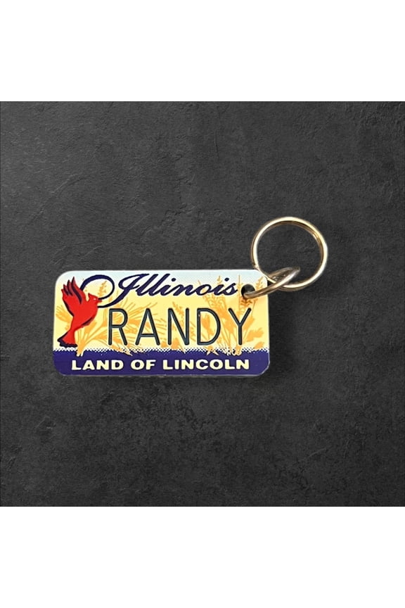 RANDY Name Keychain License Plate Illinois Land of Lincoln Great Gift 2 New