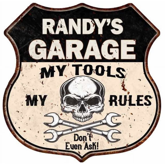 RANDY'S Garage My Tools My Rules Skull 12x12 Metal Sign 211110025081