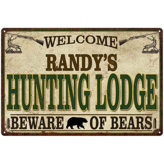 RANDY'S Hunting Lodge Sign Man Cave 8x12 Metal Sign 208120085081