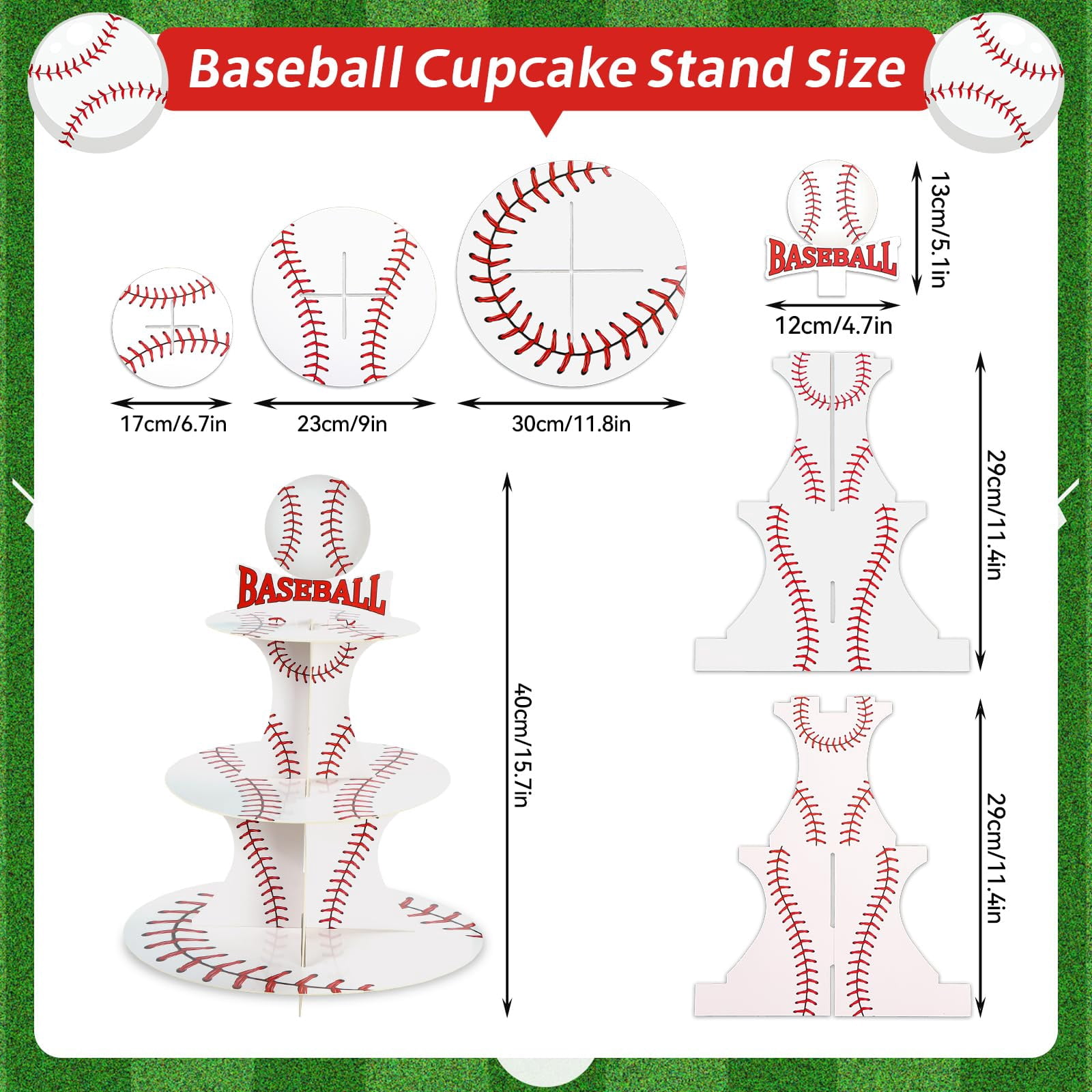 RANERVZ Baseball AJH3 Stand Decoration 3-Tier Baseball Party Holder ...