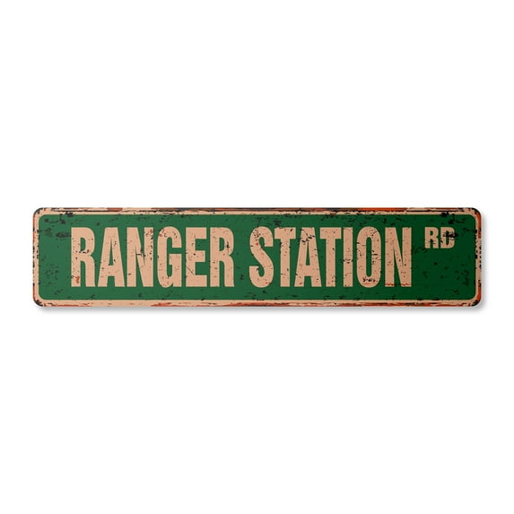 RANGER STATION Vintage Aluminum Street Sign national park trail camping forest rustic metal tin | Indoor/Outdoor |  30" Wide
