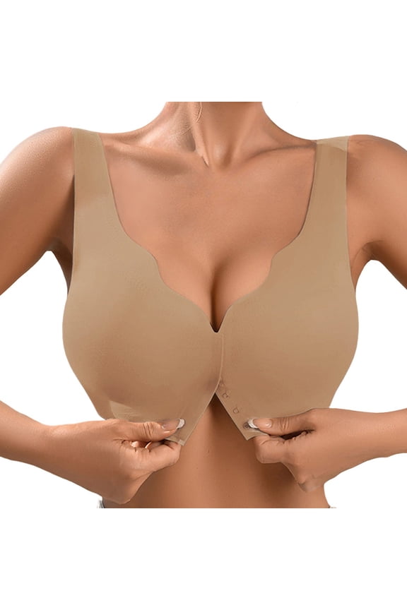 Bras for Women Adjustable Front Button Comfortable Back Slim Supportive Full Coverage Women's Bra,Brown