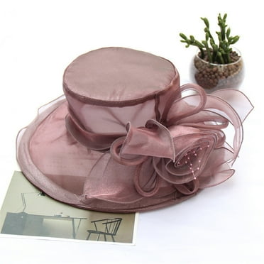 RANJIE Bucket Hats for Woman, Women's Church Kentucky Daily Cap Fascinator Bridal Tea Party Wedding Hat, Brown