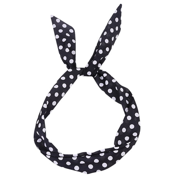 RANJIE Headbands for Women Fashion Paisley Rockabilly Wired Polka Dot Tartan Retro Scarf Wire Band Lightweight Comfortable Women's Hair Accessories,Black