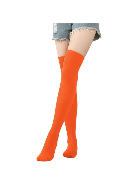 Knee High Stockings for Women Comfortable Long Socks Pure Color Socks T Socks Over The Socks Festival Christmas Soft Breathable Women's Tights,Orange