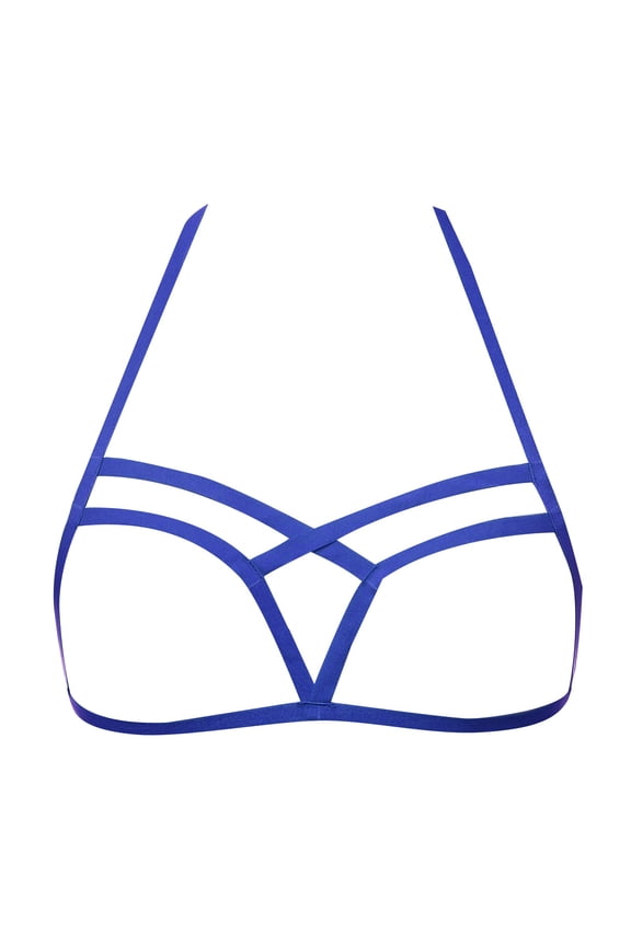 Lingerie for Women Nightwear Crisscross Strappy Harness Bralette Hollow Out Bra Minimal Cage Strap Top Club Layering Babydoll Comfortable Women's Underwear,Blue