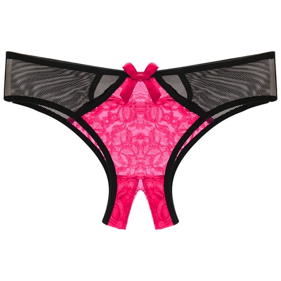 RANJIE Lingerie for Women Babydoll Underpants Open Crotch Panties Low Waist Lace Briefs Cute Charming Women's Underwear,Pink