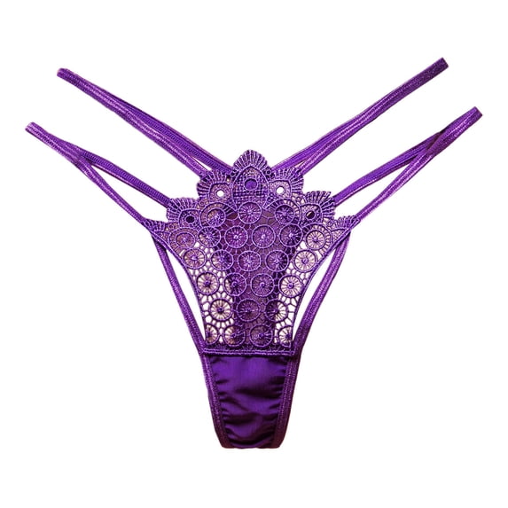 RANJIE Lingerie for Women Breathable Thongs Lace Bikini Stretch Ladie Brief Thong Underwear Soft Women's Panties,Purple