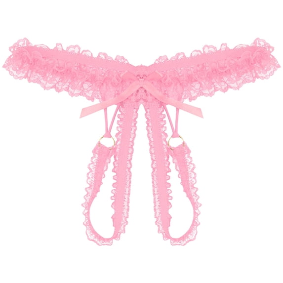 RANJIE Panties for Women Breathable Lace Open Crotch Low Waist Briefs Underwear Soft Full Coverage Women's Underpants,One Size