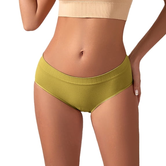 RANJIE Panties for Women Breathable Solid Color Conservative Mid Waist Briefs Thin Seamless Head Soft Full Coverage Women's Underpants,XXL