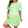 thumbnail image 1 of RANJIE Womens Nightgowns Cotton Sleepwear Plus Size Sleep Shirt Short Sleeve Nightshirt Print Sleepshirt Valentine's Day Gift, Green XL, 1 of 4
