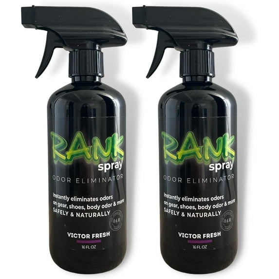 RANK Spray Sports Equipment Odor Eliminator Spray for Sports Gear 2 16 oz Bottles Victor Fresh