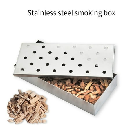 RANME 12In Stainless Steel Bbq Grill Barbecue Wood Chip Box For Pellet Wood Pipe