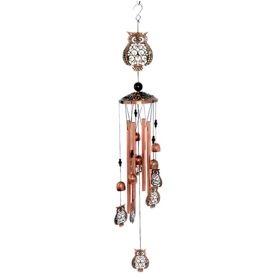 RANME Serene Large Owl Metal Wind Chimes For Outdoor Relaxation & Indoor Decor