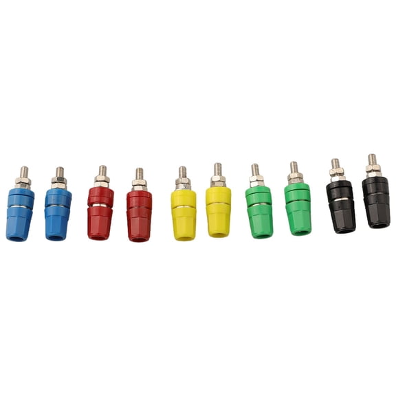 RANMEI 10Pcs 4Mm Banana Socket Binding Post Electrical Connectors Red Black Blue Green