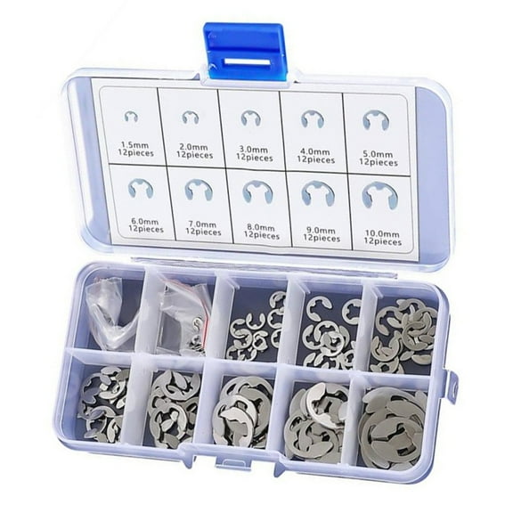 RANMEI 120Pcs E Circlip Shaft External Retaining Rings Clip Washer Stainless Steel