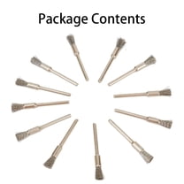RANMEI 15Pcs Pencil Brushes Stainless Steel Mounted Wire Wheel Mandrel Set -Dremel Accessory Rotary Tool 3.17Mm Shank Mandrel Diy Tool