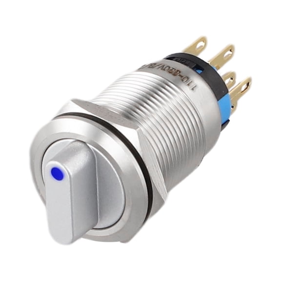 RANMEI 19Mm Rotary Switch Latching Stainless Steel Led Light 3 Position 2No2Nc