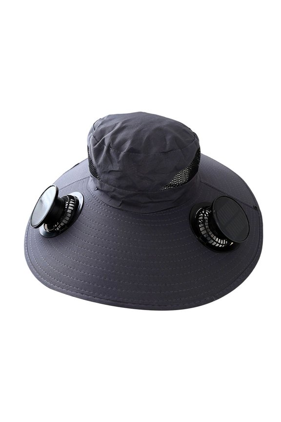 1Pc Fishing Fan Cap Solar Removable Big-Brim Sunscreen Fisherman Hat With 2 Solar Fan For Summer Camping Cap Accessories