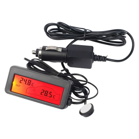 RANMEI 1Pcs 12V Digital Lcd Car Thermometer Inside/Outside Temperature Gauge Meter With 1.5M Cable Sensor Car Decorative