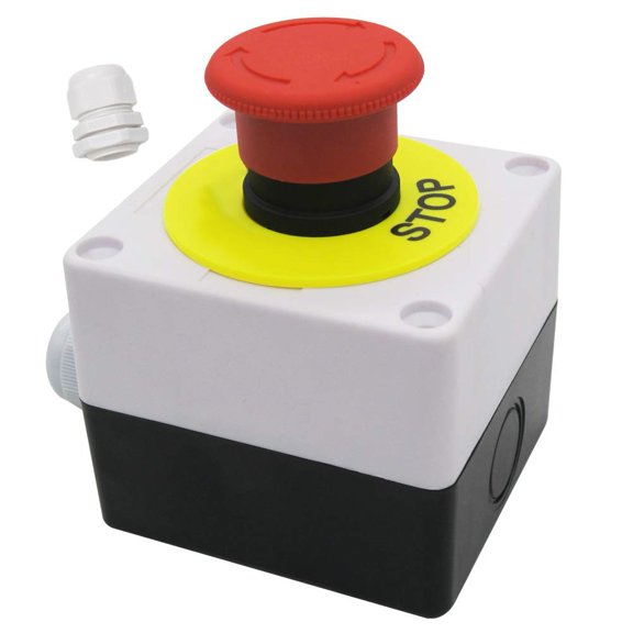 RANMEI 1Pcs E-Stop Push Button Switch Station Red Mushroom Stop Switch 22 Mm,Ac220V 10A