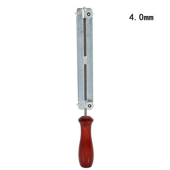 RANMEI 1pc Chainsaw Saw Chain File Filing Ening With Wooden Holder 4.0/4.8/5.5mm Hand Tool Accessories And Silver And Red