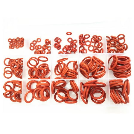 RANMEI 225Pcs O-Ring Rubber Silicone Seal Kit Waterproof Red Gasket Assortment Set High Temperature Resistant For Plumbing Car Repair