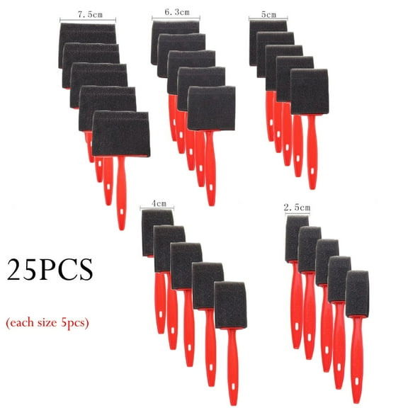 RANMEI 25Pcs Sponge Foam Paint Brush Oil Stain Polyurethane Craft Art Paint Brush Set