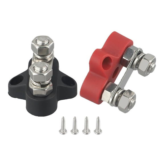 RANMEI 2Pc Double Wiring Screw Dual Connection Bolt Battery M8 Busbar Terminal Blocks 12-48V For Car Marine Electrical Equipment