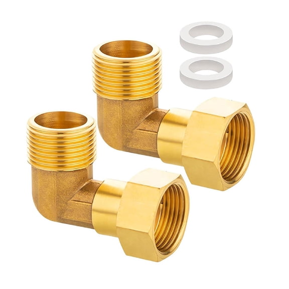 RANMEI 2Pcs 3/4In Brass Angle 90 Brass Movable Screw Connection For Water Installations