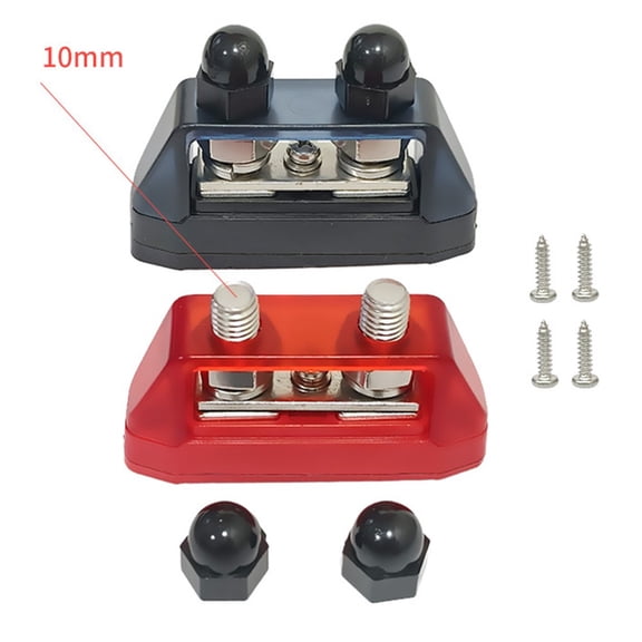 RANMEI 2Pcs Dual Stud Bus Bar 12-48V Power Distribution Block Holder For Car Boat