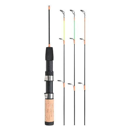 RANMEI 32-60Cm Ice Fishing Rod Cork Handle Soft-Hard Three Rod Tips Spin Travel Pole