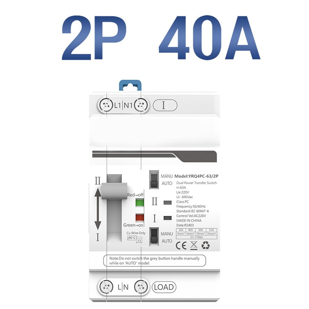 RANMEI 32-63A Transfer Switch Automatic Transfer Switch Manual Mode Pc Grade Isolation Rated Working Current Automatic Mode